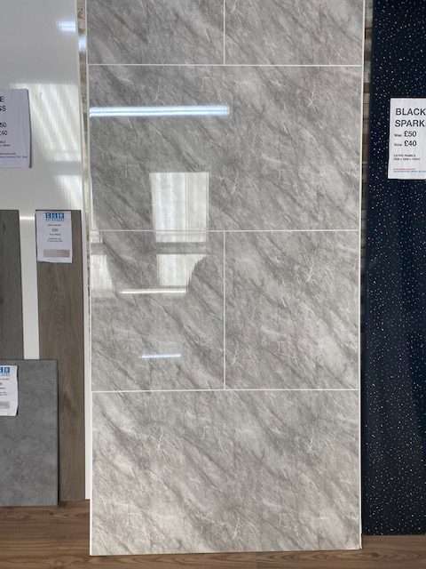 Cut Tile – Grey Marble 2400x1000x10mm PVC Panel