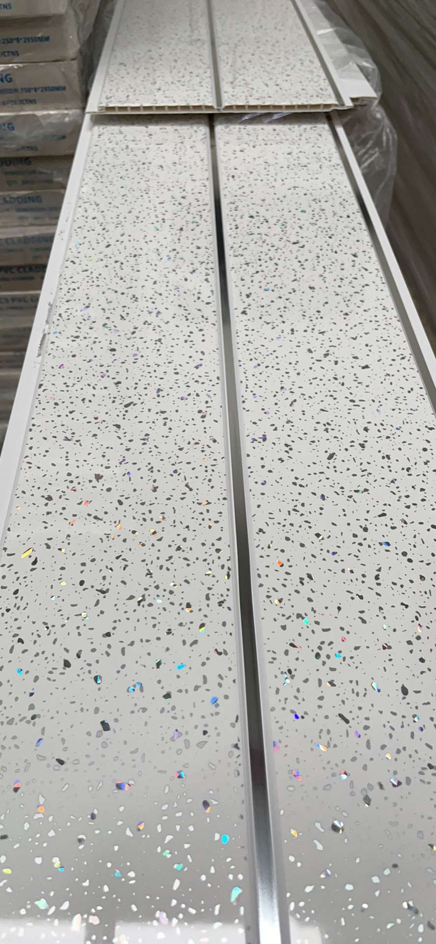 White Sparkle 2 Chrome 2950x250x8mm PVC Panel