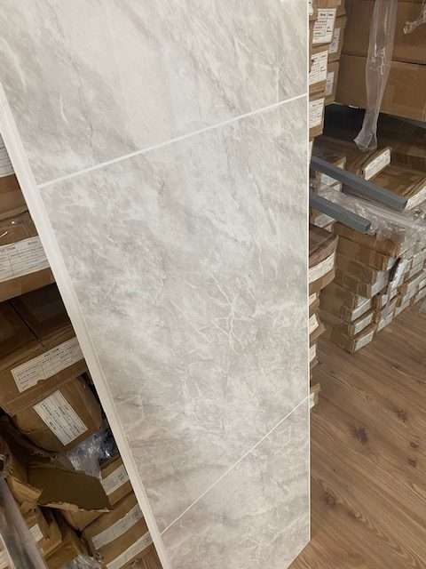 Grey Marble Gloss Cut-Tile 2800 x 400 x 8mm PVC Panel