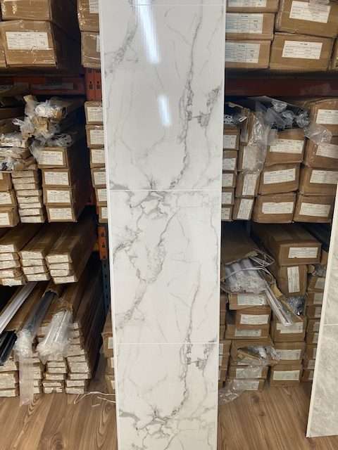 White Marble Gloss Cut-Tile 2800 x 400 x 8mm PVC Panel