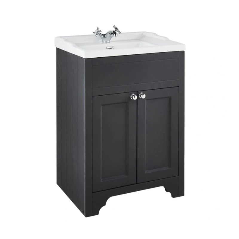 Kartell K-VIT Buckingham 600mm Floor Standing 2 Door Unit & Ceramic Basin - Black Oak