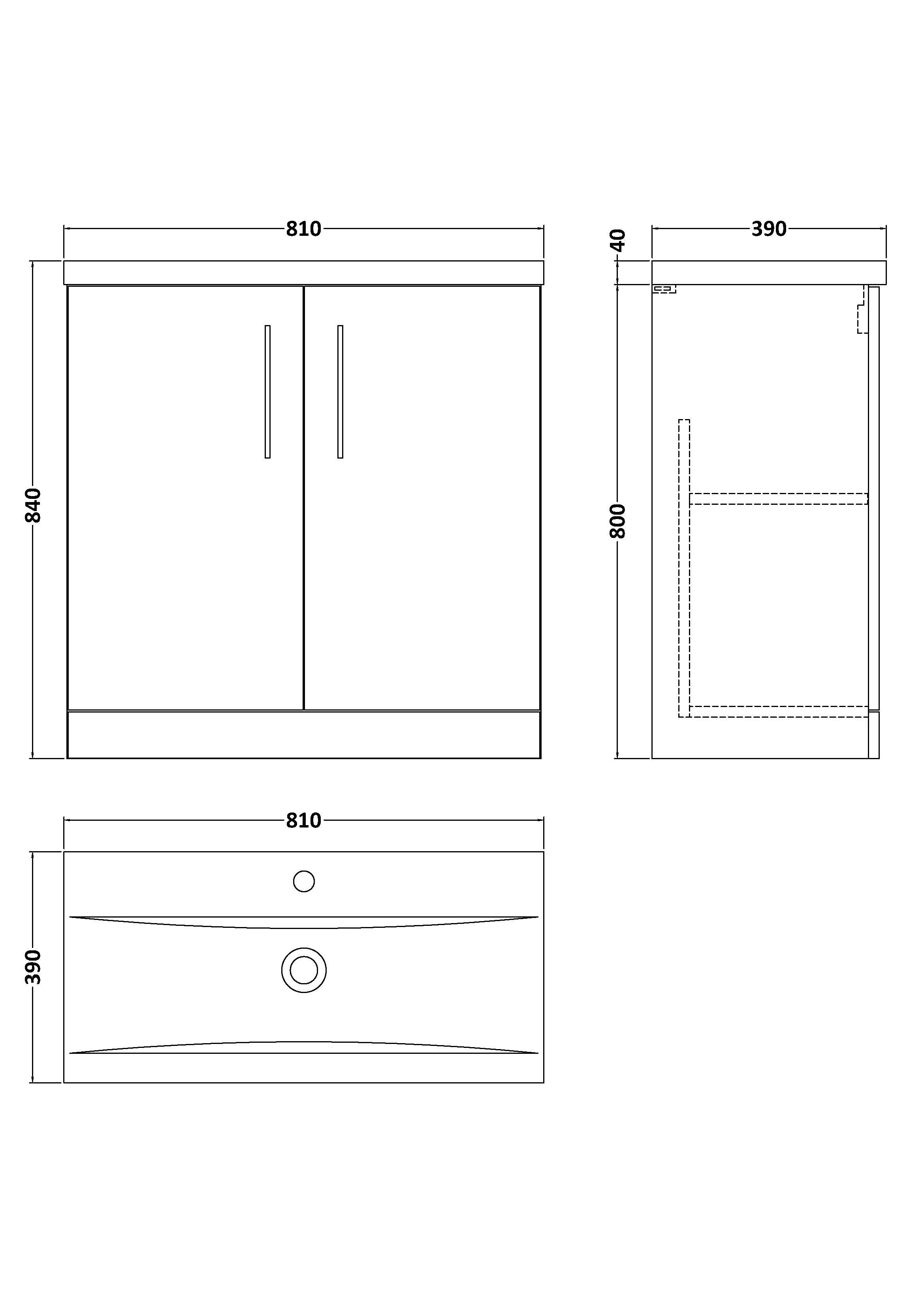 Arno 800mm Floor Standing 2-Door Vanity & Mid-Edge Basin - Mersey Bathrooms Ltd