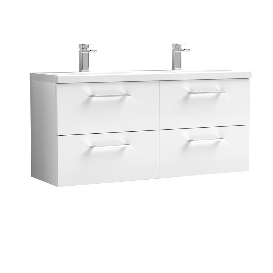 Arno 1200mm Wall Hung 4-Drawer Vanity & Double Basin - Mersey Bathrooms Ltd