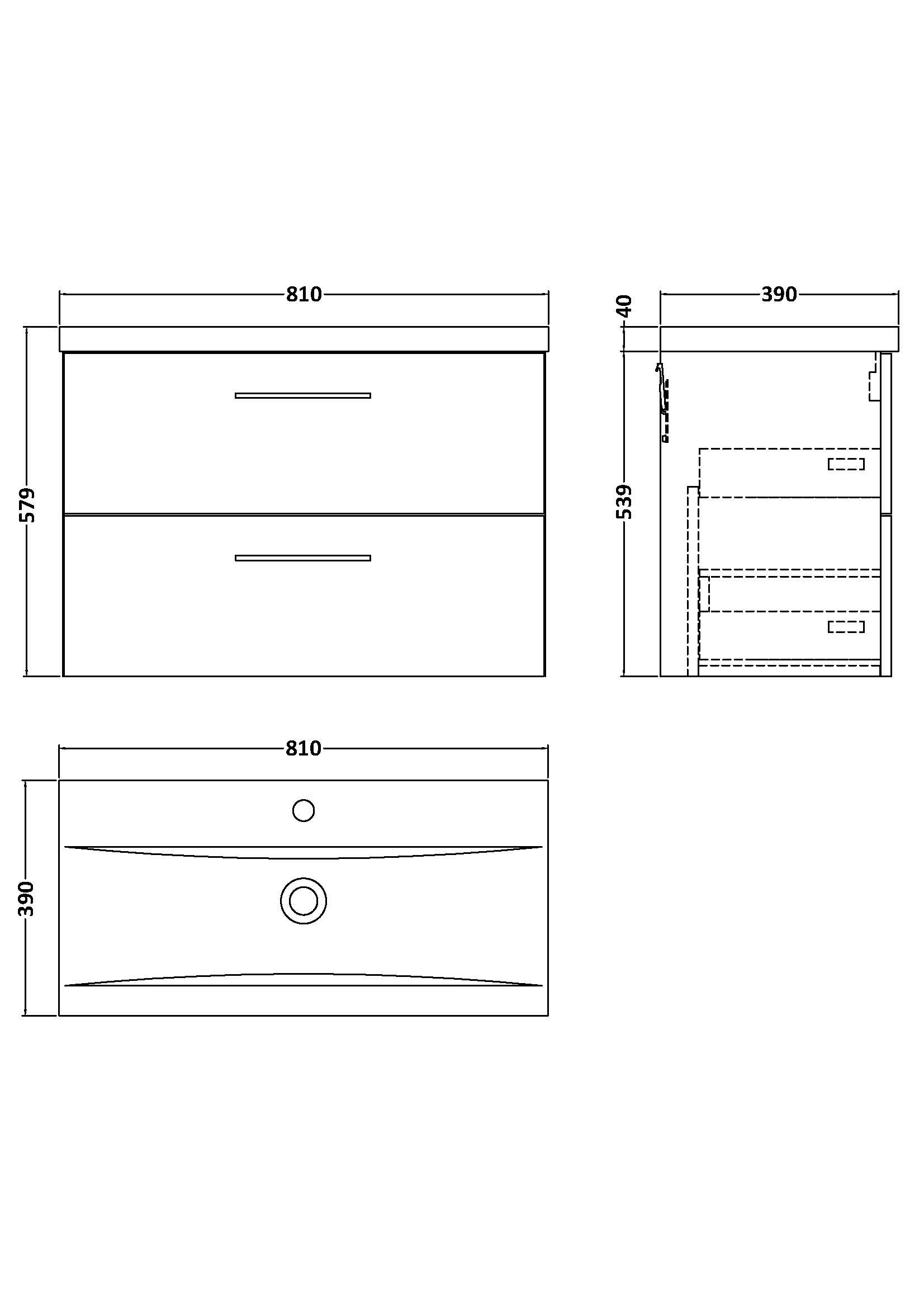 Arno 800mm Wall Hung 2-Drawer Vanity & Mid-Edge Basin - Mersey Bathrooms Ltd