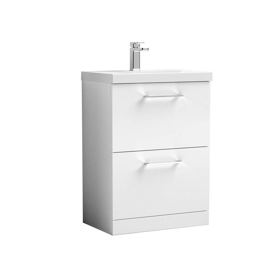 Arno 600mm Floor Standing 2-Drawer Vanity & Mid-Edge Basin - Mersey Bathrooms Ltd