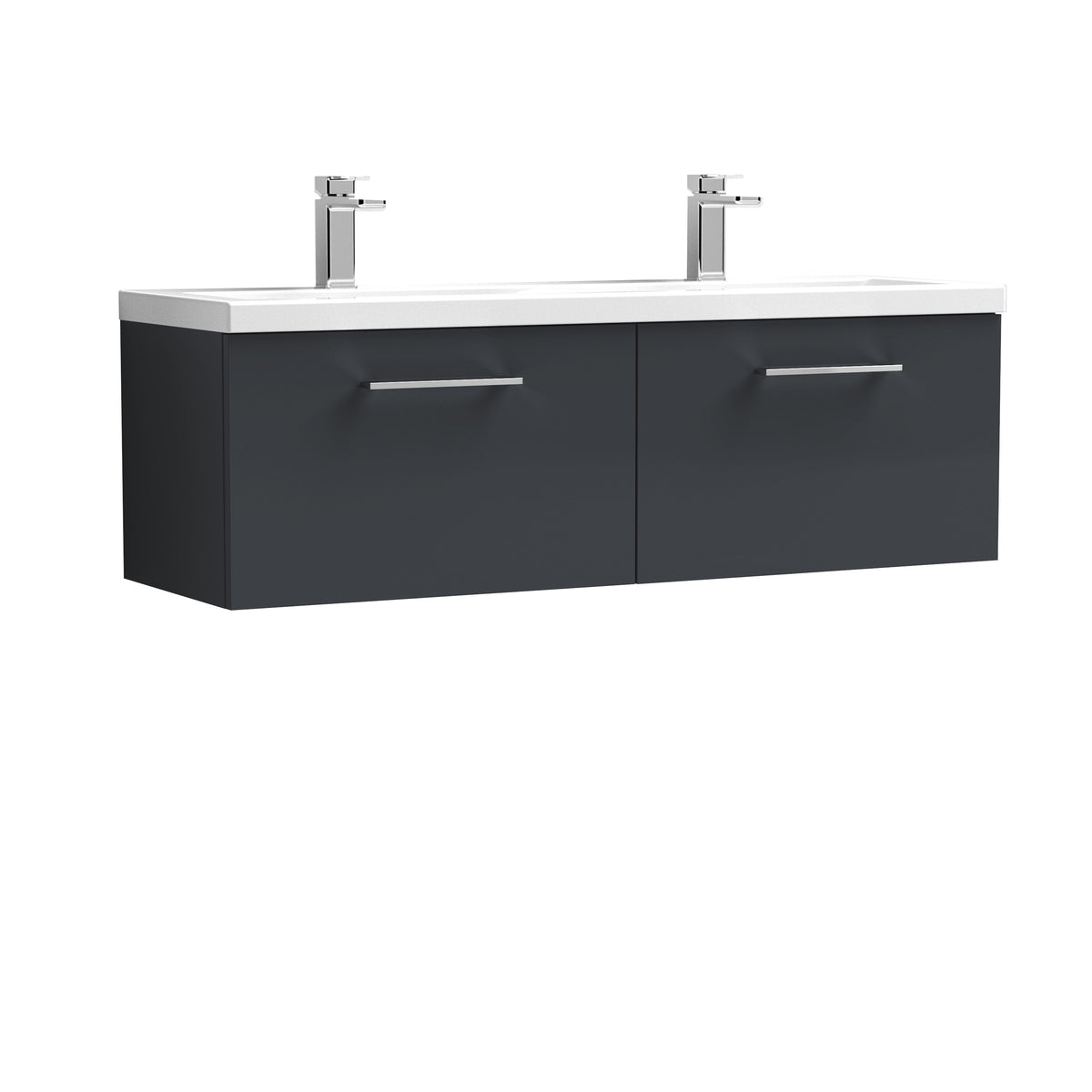 Arno 1200mm Wall Hung 2-Drawer Vanity & Double Basin - Mersey Bathrooms Ltd