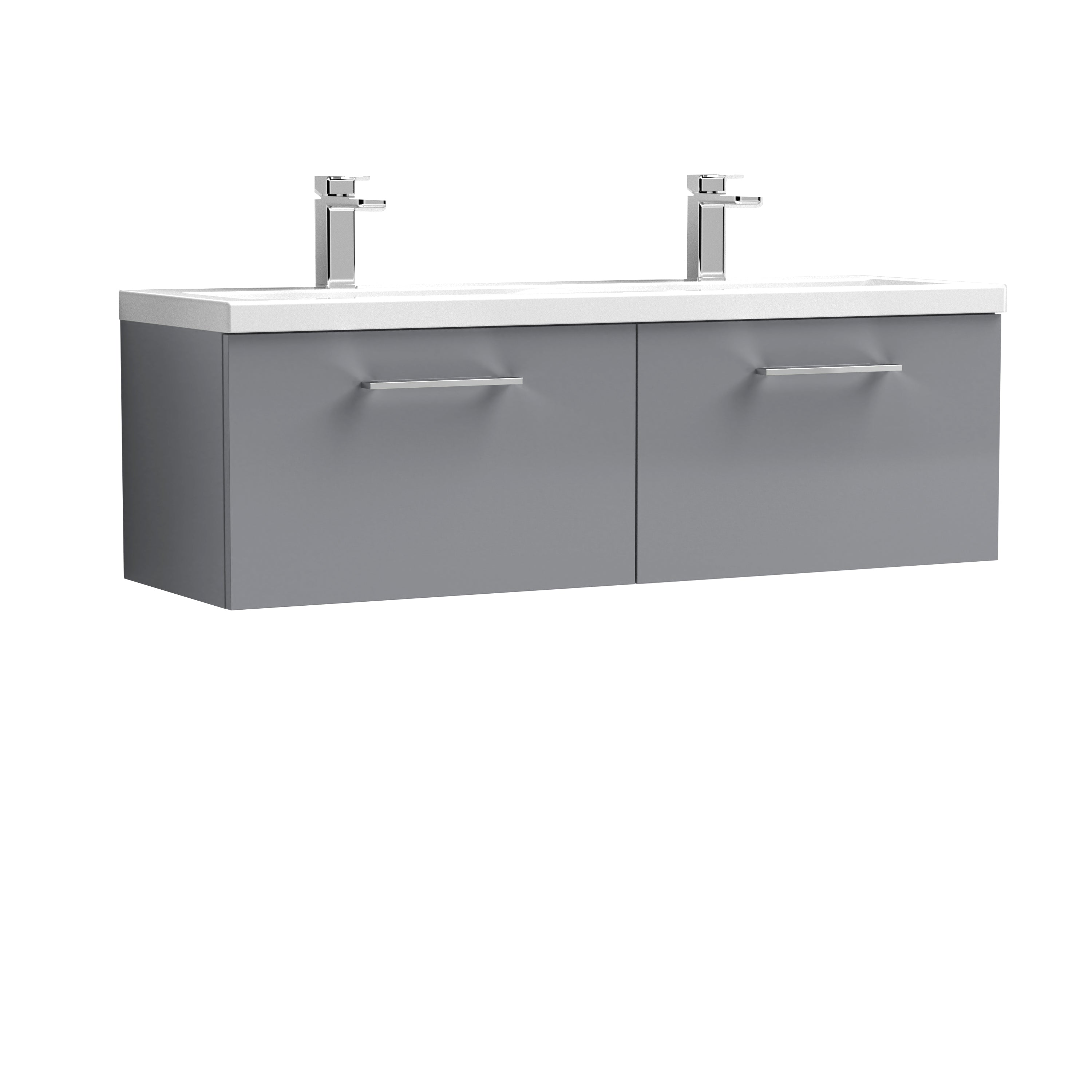 Arno 1200mm Wall Hung 2-Drawer Vanity & Double Basin - Mersey Bathrooms Ltd