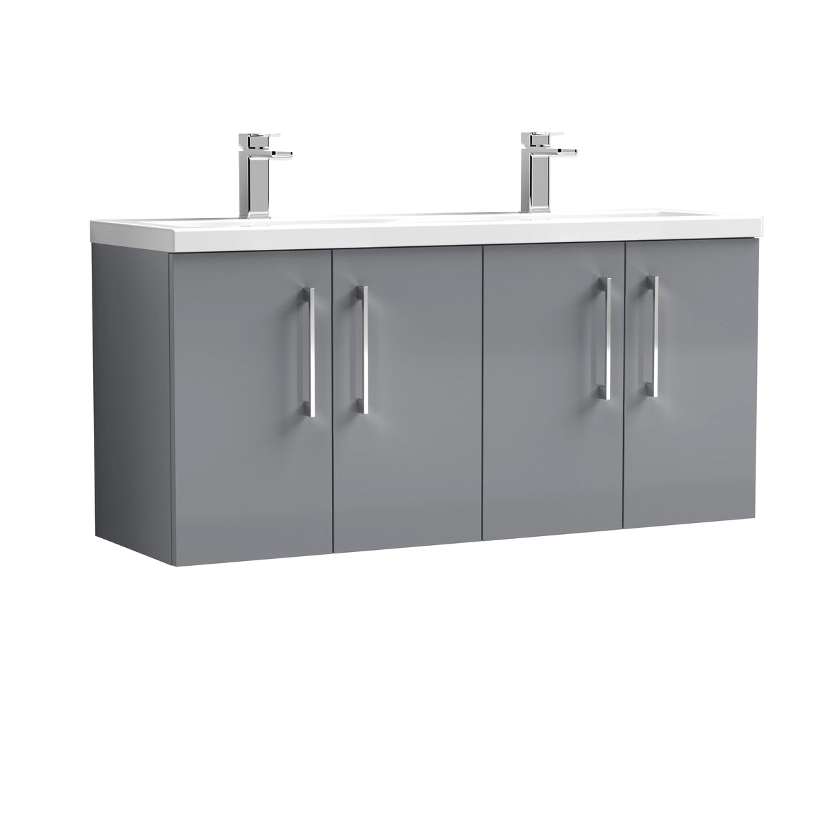 Arno 1200mm Wall Hung 4-Door Vanity & Double Basin - Mersey Bathrooms Ltd