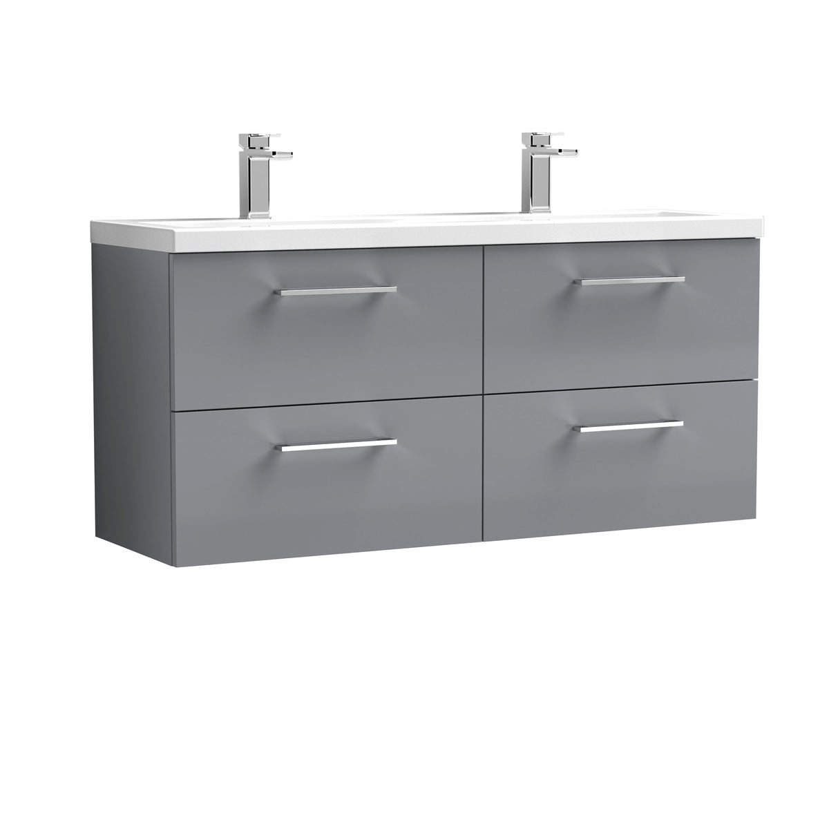 Arno 1200mm Wall Hung 4-Drawer Vanity & Double Basin - Mersey Bathrooms Ltd