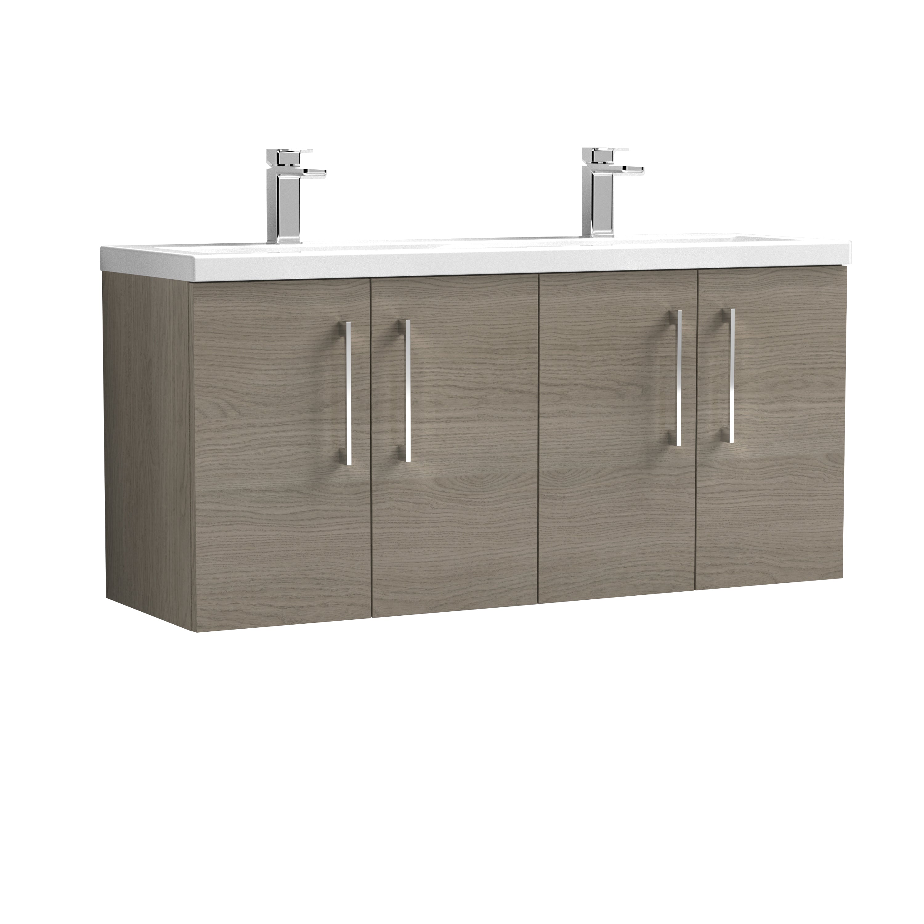 Arno 1200mm Wall Hung 4-Door Vanity & Double Basin - Mersey Bathrooms Ltd