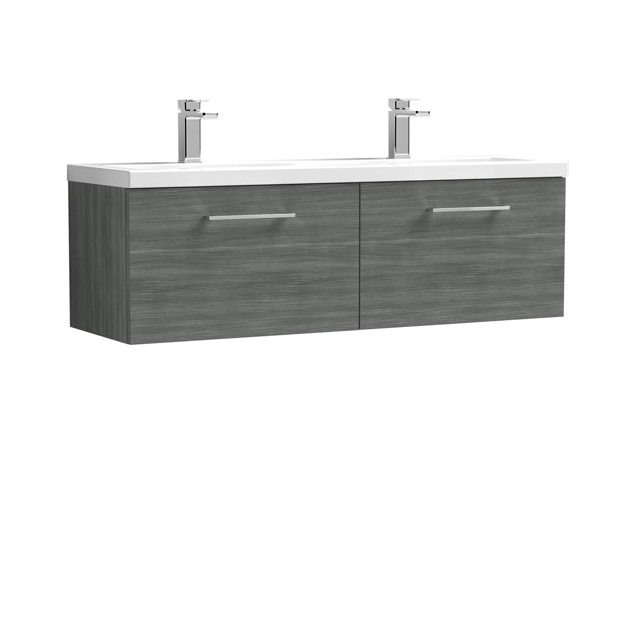 Arno 1200mm Wall Hung 2-Drawer Vanity & Double Basin - Mersey Bathrooms Ltd