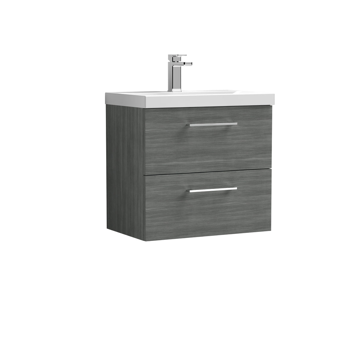 Arno 600mm Wall Hung 2-Drawer Vanity & Mid-Edge Basin - Mersey Bathrooms Ltd