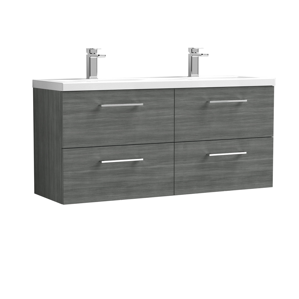 Arno 1200mm Wall Hung 4-Drawer Vanity & Double Basin - Mersey Bathrooms Ltd