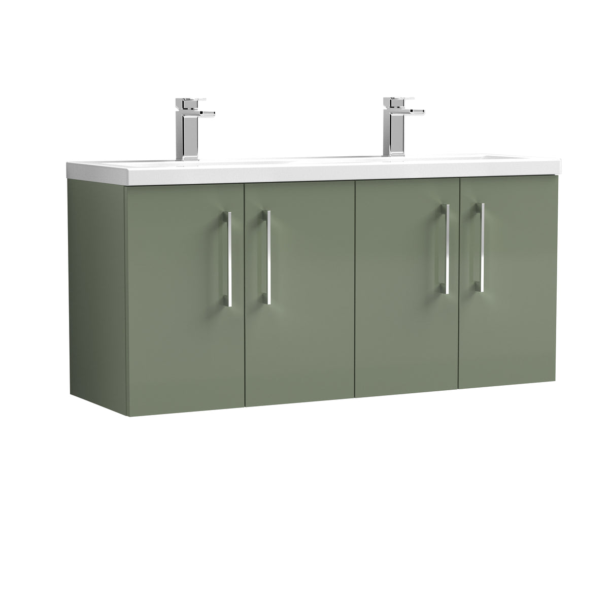 Arno 1200mm Wall Hung 4-Door Vanity & Double Basin - Mersey Bathrooms Ltd