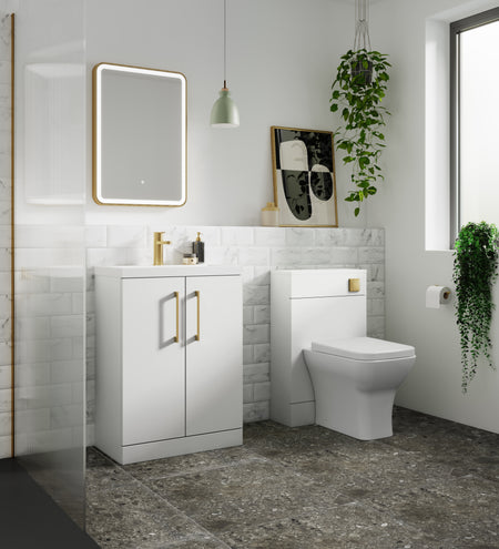 Arno 600mm Floor Standing 2-Door Vanity & Mid-Edge Basin - Mersey Bathrooms Ltd