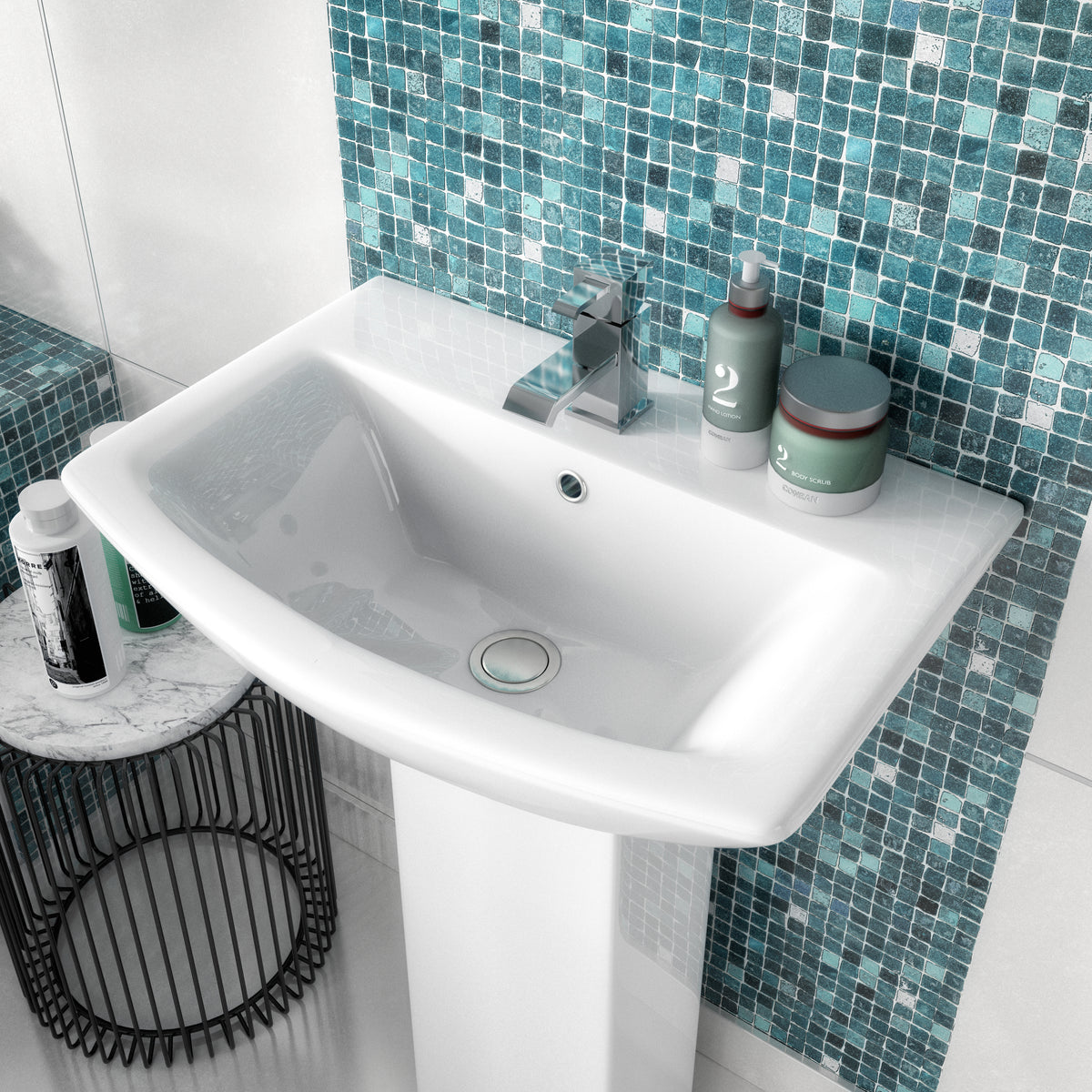 Asselby 600mm Basin & Pedestal - Mersey Bathrooms Ltd