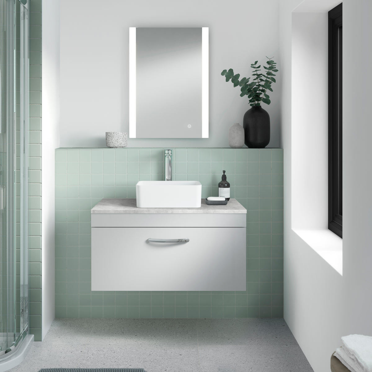 Castor 700mm x 500mm Ambient Mirror - Mersey Bathrooms Ltd