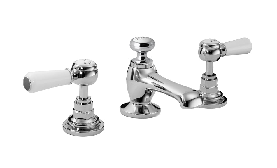 HR White Topaz With Lever Handle 3 Tap Hole Basin Mixer