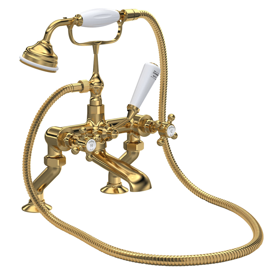 HR Brass Topaz With Crosshead Handle Deck Mounted Bath Shower Mixer