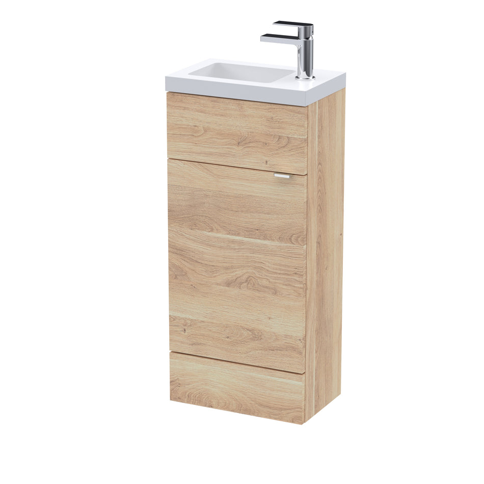 HR Fusion Floor Standing 1 Door Vanity Unit & Polymarble Basin Compact 400mm