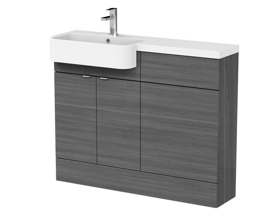 HR Fusion Floor Standing 2 Door Vanity Unit & WC with Left Hand Semi Recessed Basin Combination 1100mm