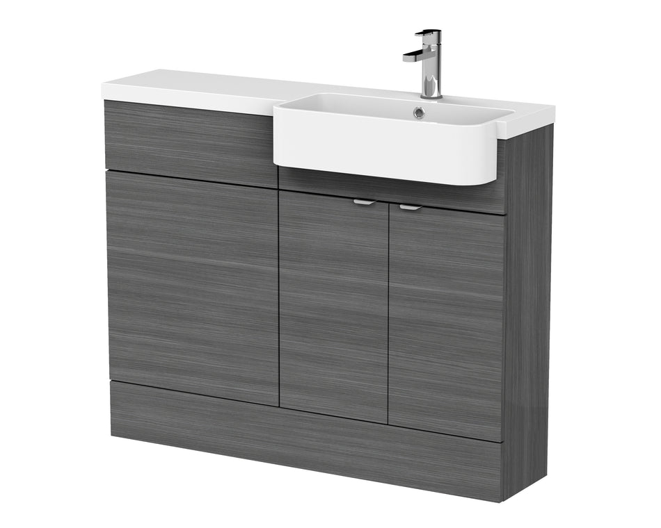 HR Fusion Floor Standing 2 Door Vanity Unit & WC with Right Hand Semi Recessed Basin Combination 1100mm