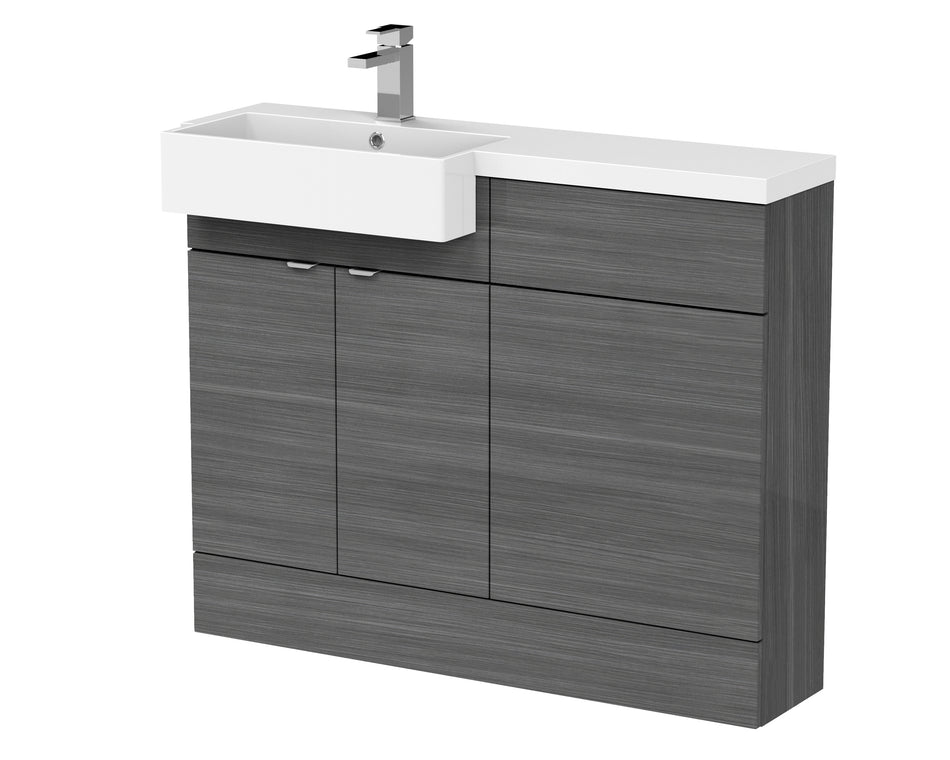 HR Fusion Floor Standing 2 Door Vanity Unit & WC with Left Hand Semi Recessed Basin Combination 1100mm