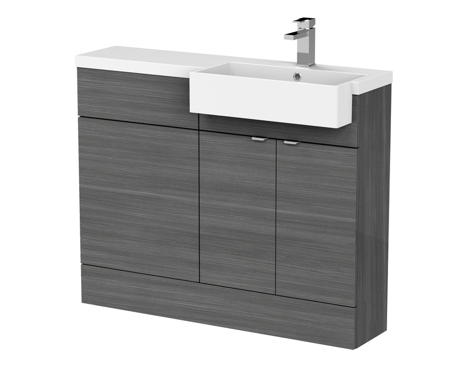 HR Fusion Floor Standing 2 Door Vanity Unit & WC with Right Hand Semi Recessed Basin Combination 1100mm