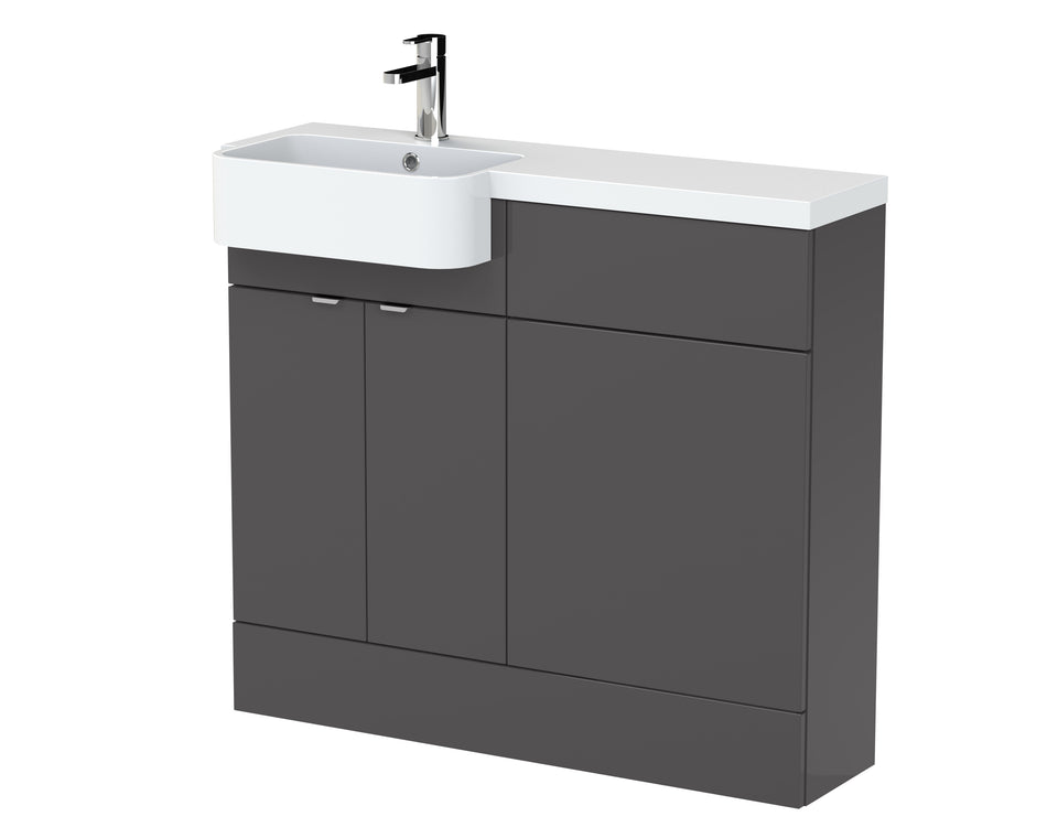 HR Fusion Floor Standing 2 Door Vanity Unit & WC with Left Hand Semi Recessed Basin Combination 1000mm