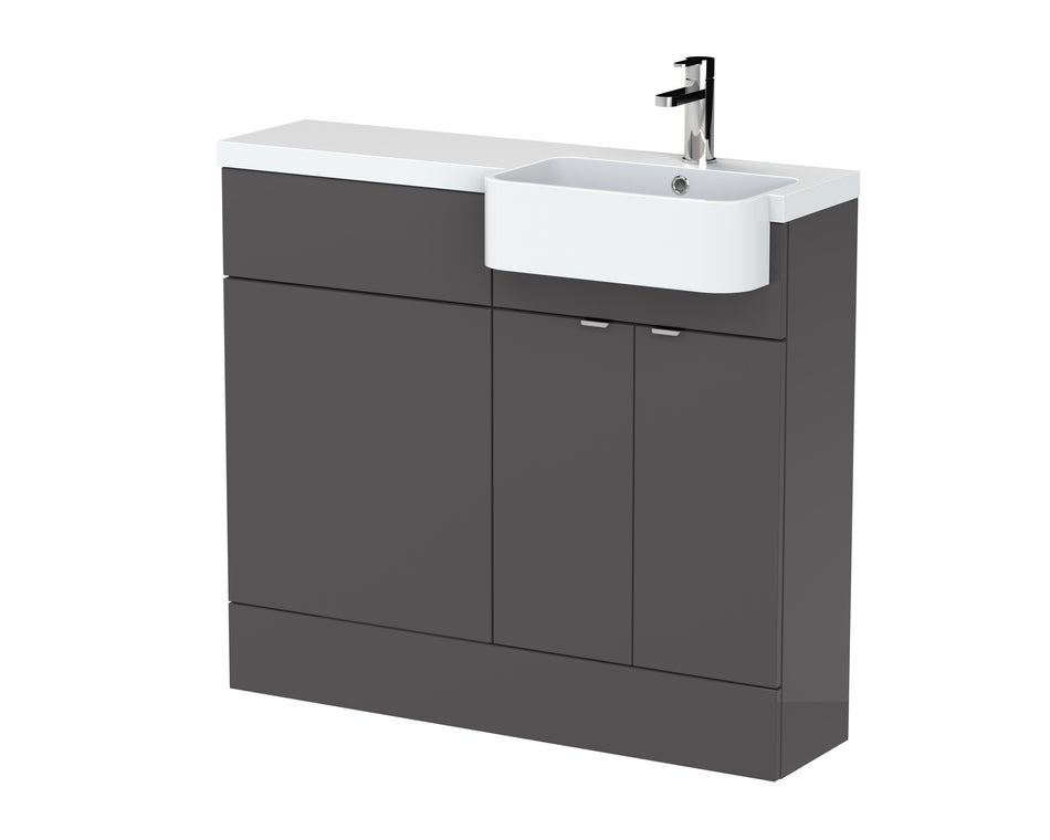 HR Fusion Floor Standing 2 Door Vanity Unit & WC with Right Hand Semi Recessed Basin Combination 1000mm