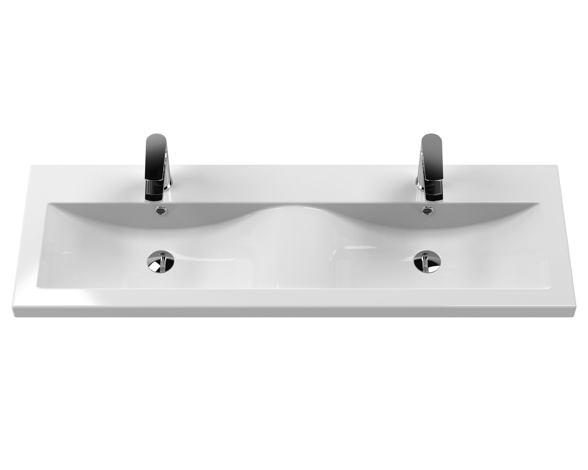 Arno 1200mm Wall Hung 2-Drawer Vanity & Double Basin - Mersey Bathrooms Ltd