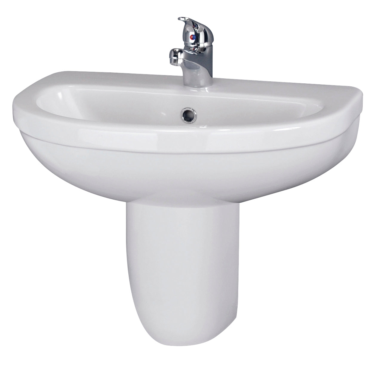 Ivo 550mm Basin 1 Tap Hole & Semi Pedestal - Mersey Bathrooms Ltd