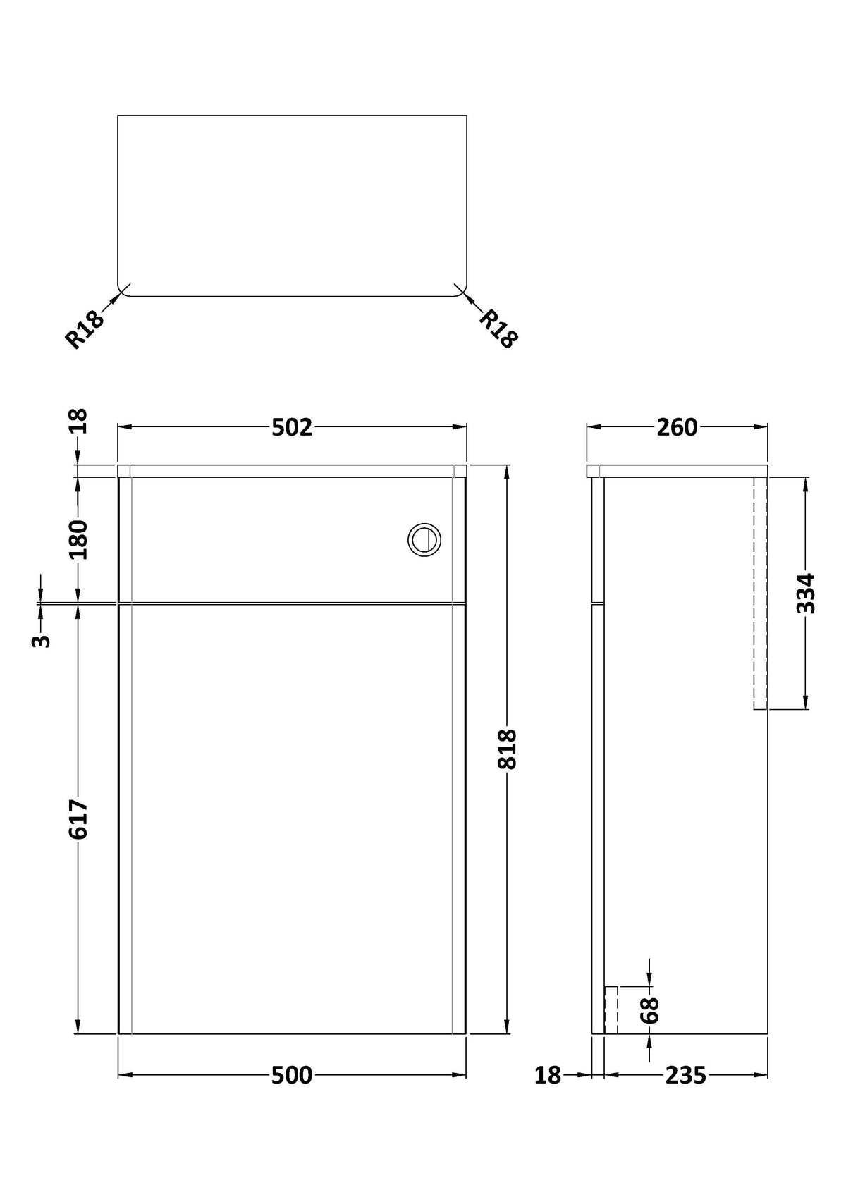 Classique Floor Standing Concealed Cistern WC Toilet Unit, 500mm - Mersey Bathrooms Ltd