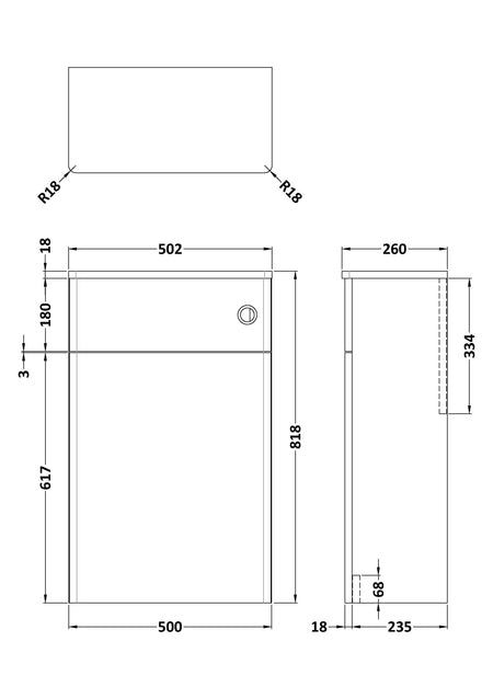 Classique Floor Standing Concealed Cistern WC Toilet Unit, 500mm - Mersey Bathrooms Ltd