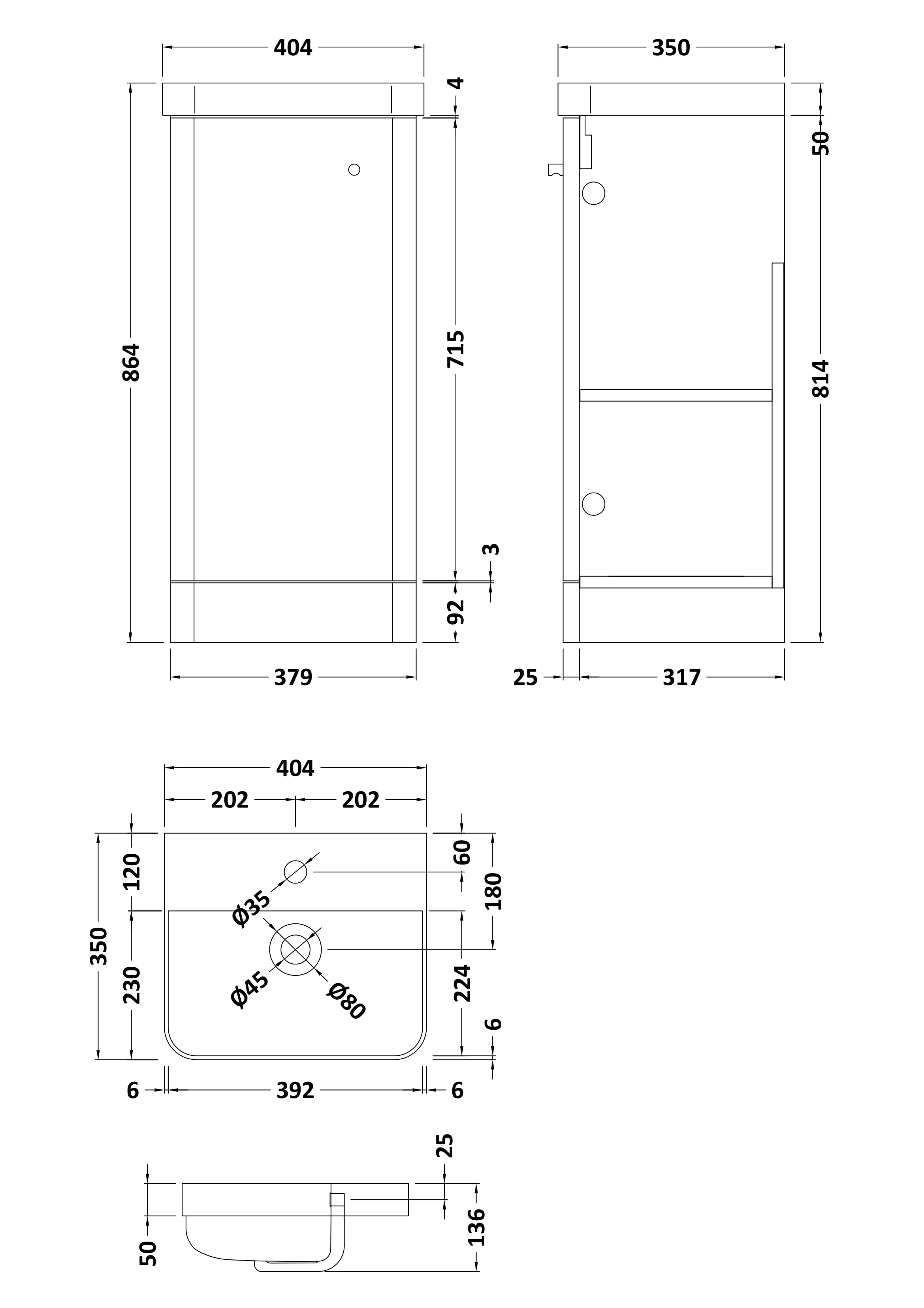 Core Floor Standing Single Door Vanity With Ceramic Basin 400mm - Mersey Bathrooms Ltd