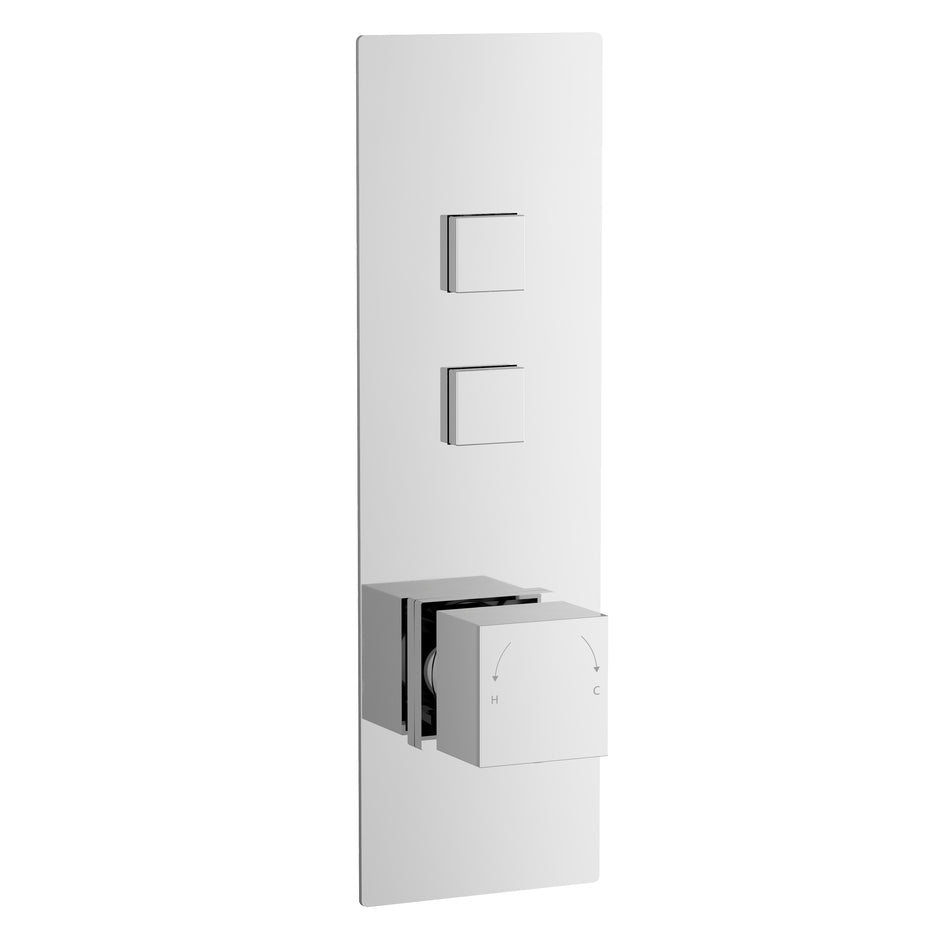 Square Showers Square Push Button Valve - Two Outlet