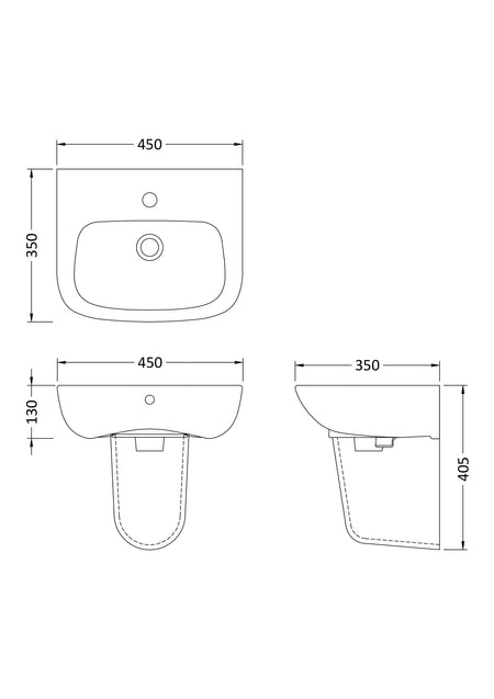 Ambrose 450mm Basin & Semi Pedestal - Mersey Bathrooms Ltd