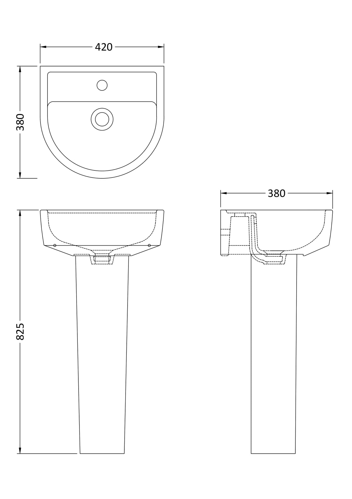 Provost 420mm Basin & Pedestal - Mersey Bathrooms Ltd