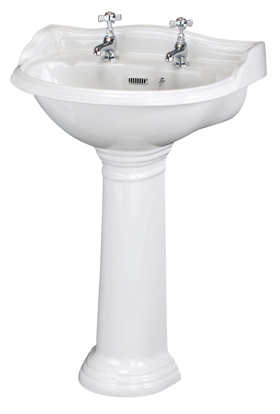 HR Chancery 600mm Basin & Pedestal 2 Tap Hole