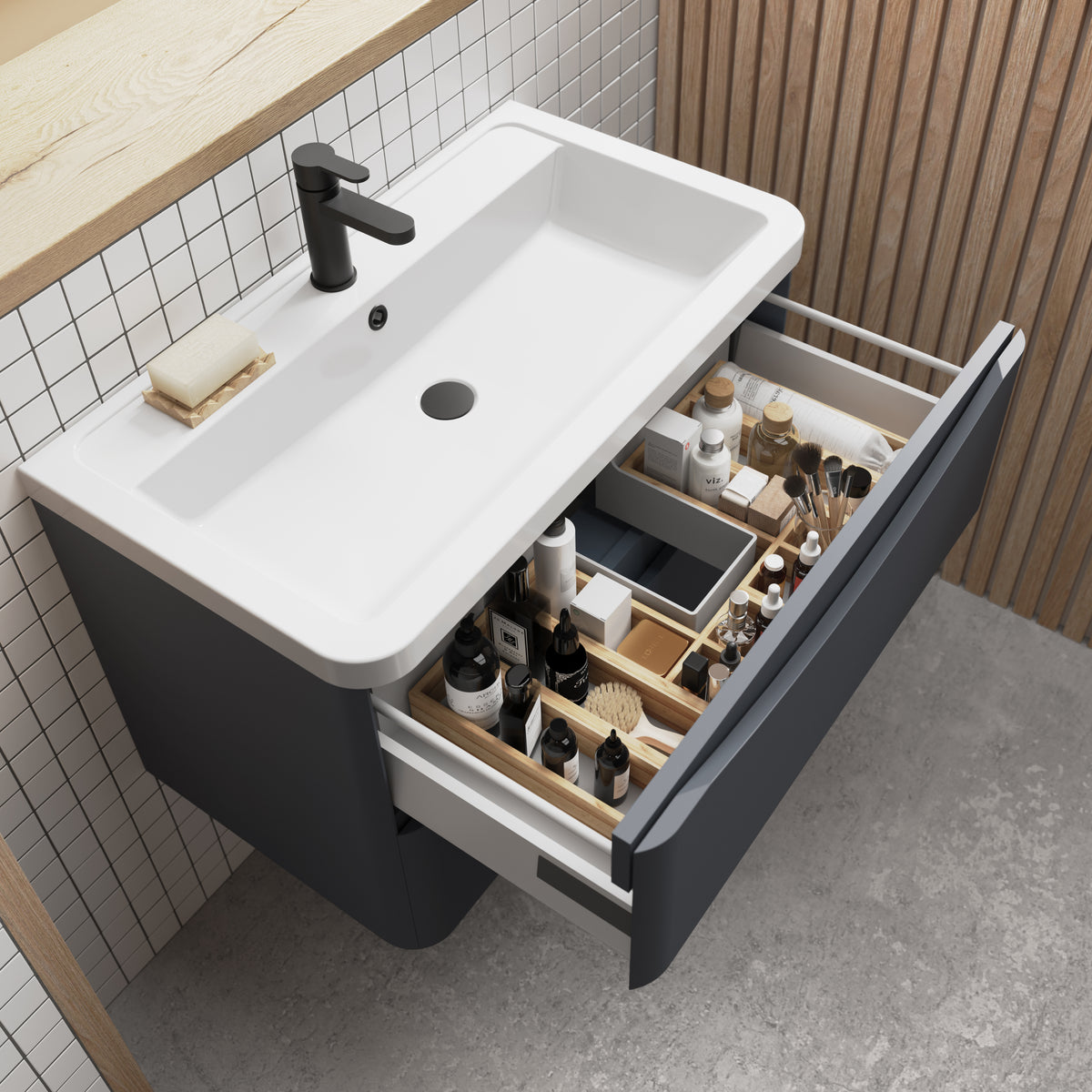 Accessories L-Shaped Bamboo Drawer Organiser - Mersey Bathrooms Ltd