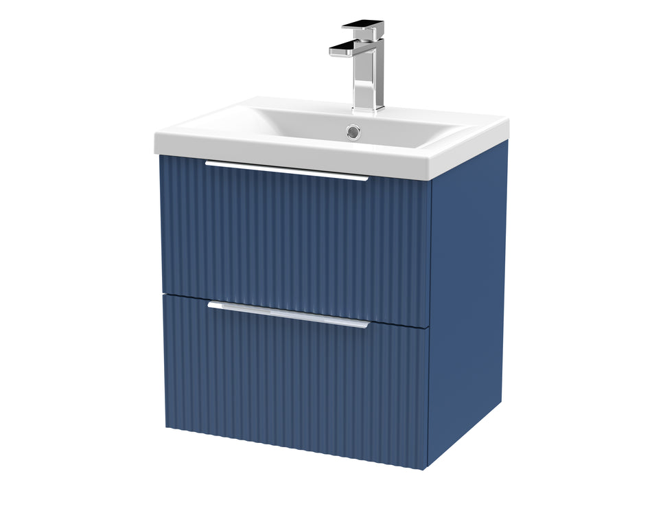 HR Fluted 500mm Wall Hung 2-Drawer Vanity and Mid-Edge Basin