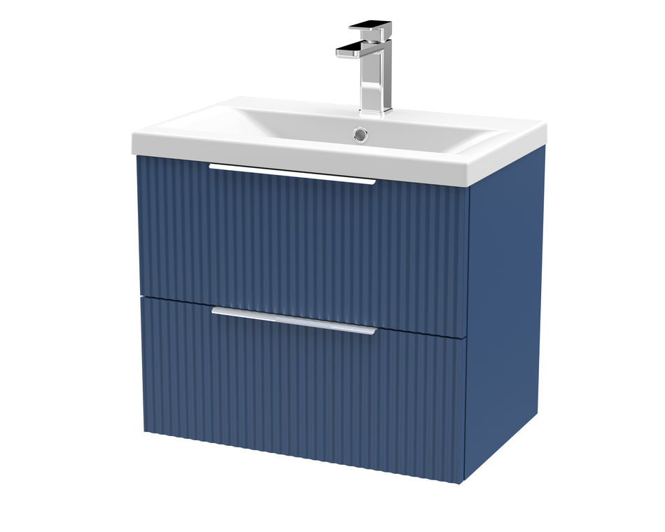 HR Fluted 600mm Wall Hung 2-Drawer Vanity and Mid-Edge Basin