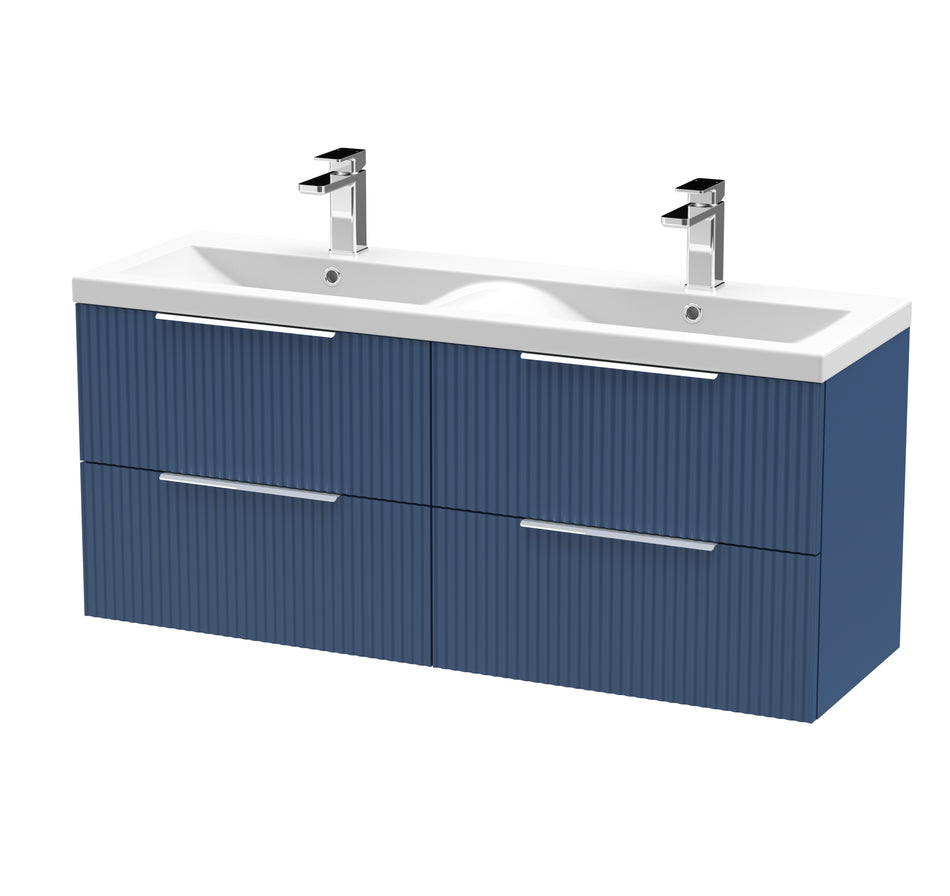 HR Fluted 1200mm Wall Hung 4-Drawer Vanity and Double Basin