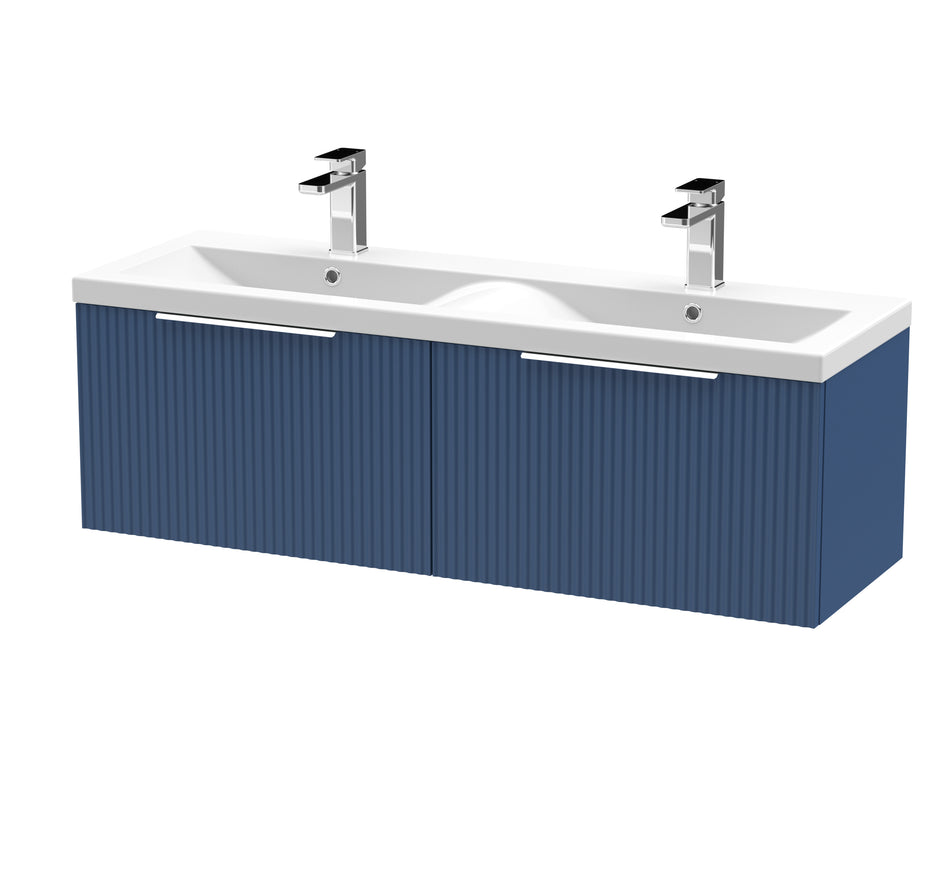 HR Fluted 1200mm Wall Hung 2-Drawer Vanity and Double Basin