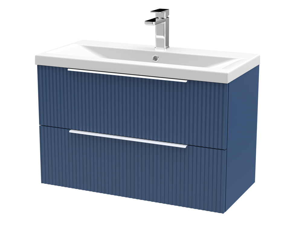 HR Fluted 800mm Wall Hung 2-Drawer Vanity and Mid-Edge Basin