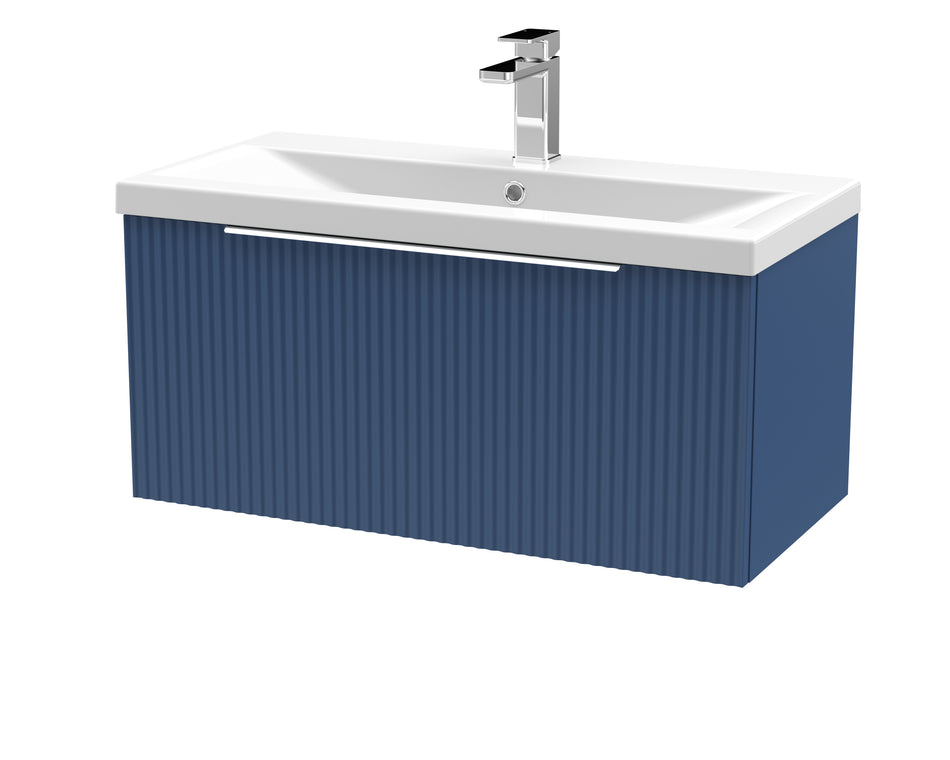 HR Fluted 800mm Wall Hung Single Drawer Vanity and Mid-Edge Basin