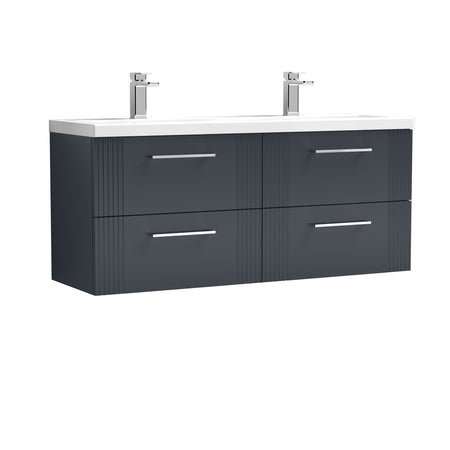 Deco 1200mm Wall Hung 4-Drawer Vanity & Double Basin - Mersey Bathrooms Ltd