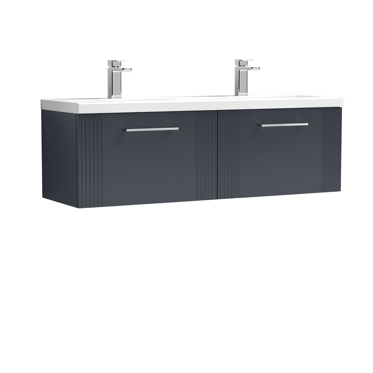 Deco 1200mm Wall Hung 2-Drawer Vanity & Double Basin - Mersey Bathrooms Ltd