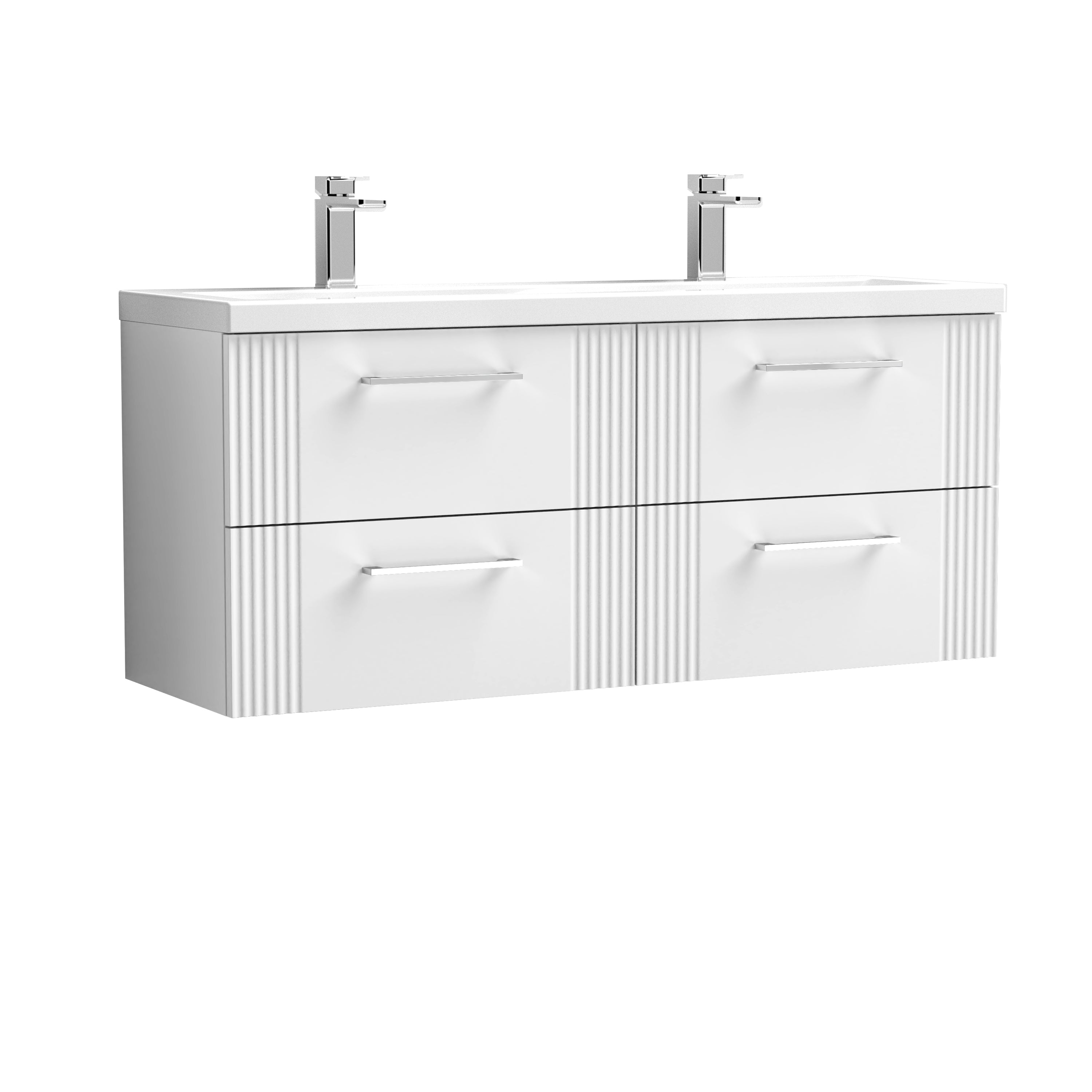 Deco 1200mm Wall Hung 4-Drawer Vanity & Double Basin - Mersey Bathrooms Ltd