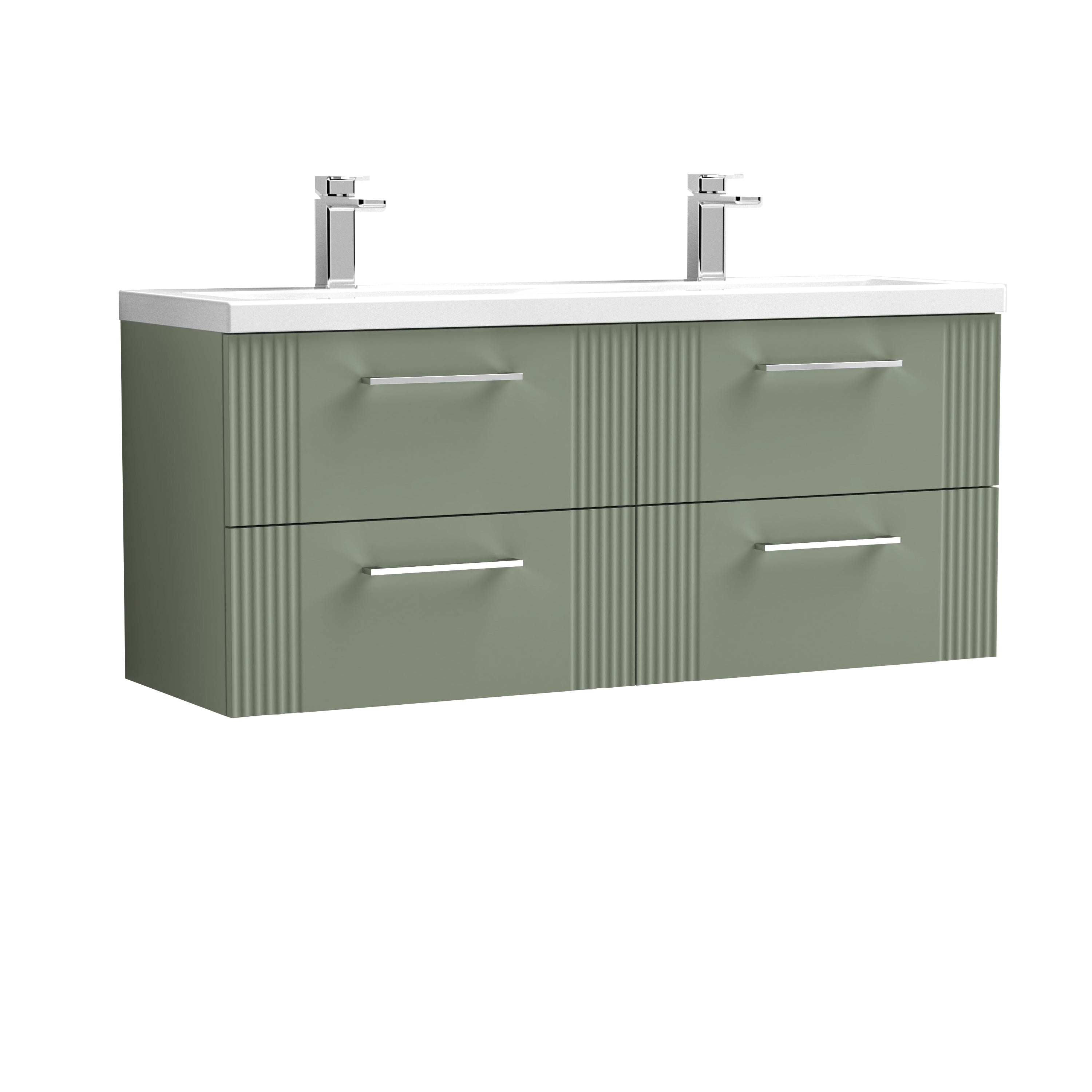 Deco 1200mm Wall Hung 4-Drawer Vanity & Double Basin - Mersey Bathrooms Ltd